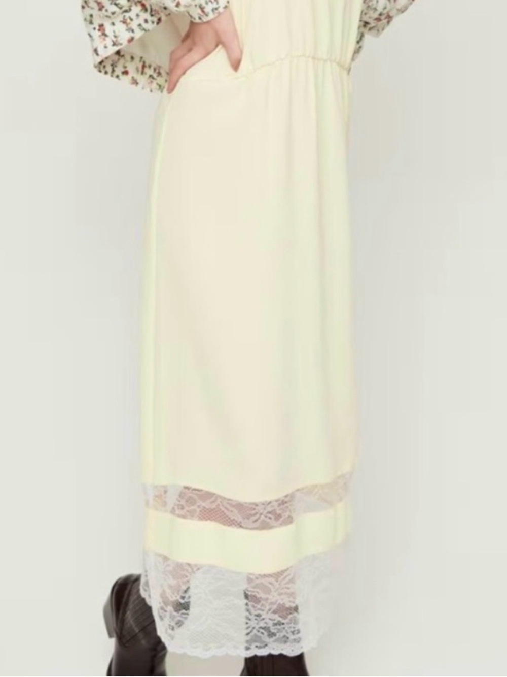 Little Moon Butter Yellow Lace-Trim Slip dress - Picture 11 of 11